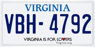 VA license plate VBH4792