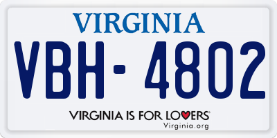 VA license plate VBH4802
