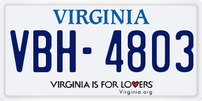 VA license plate VBH4803