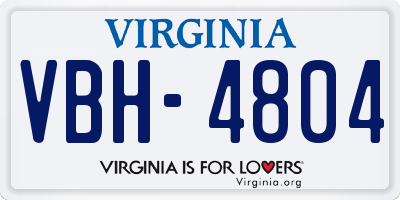 VA license plate VBH4804