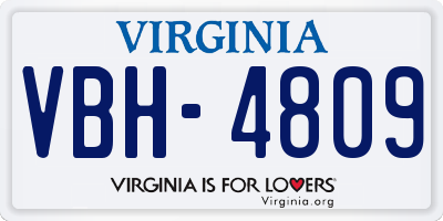 VA license plate VBH4809