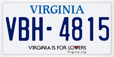 VA license plate VBH4815