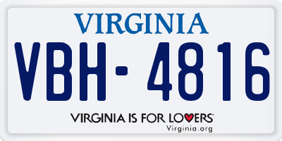 VA license plate VBH4816