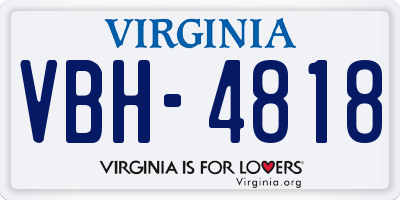 VA license plate VBH4818