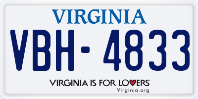 VA license plate VBH4833