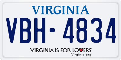 VA license plate VBH4834