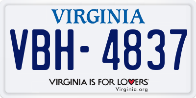 VA license plate VBH4837