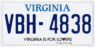 VA license plate VBH4838