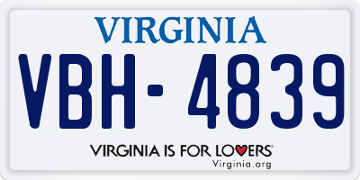 VA license plate VBH4839