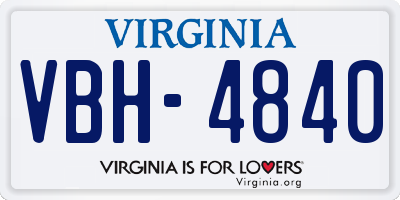 VA license plate VBH4840