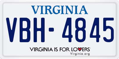 VA license plate VBH4845