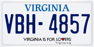 VA license plate VBH4857