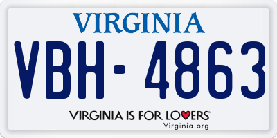 VA license plate VBH4863