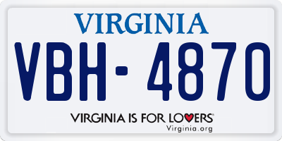 VA license plate VBH4870