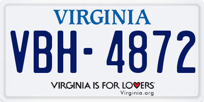 VA license plate VBH4872
