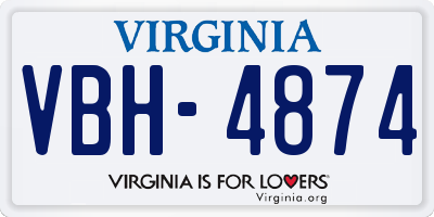 VA license plate VBH4874