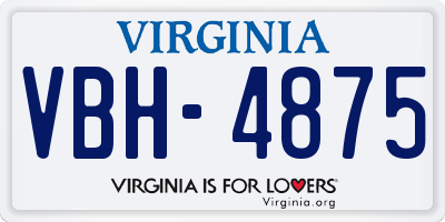 VA license plate VBH4875