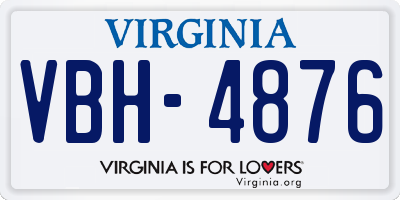 VA license plate VBH4876