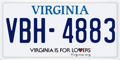 VA license plate VBH4883