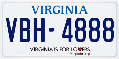 VA license plate VBH4888