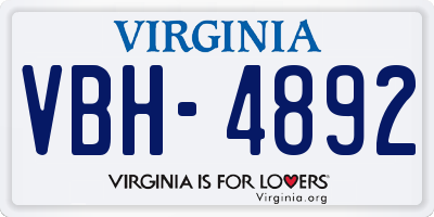 VA license plate VBH4892