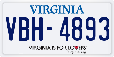 VA license plate VBH4893