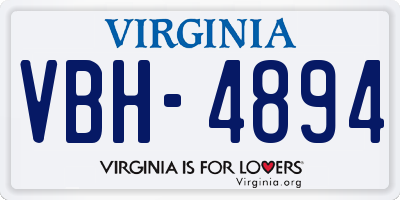 VA license plate VBH4894