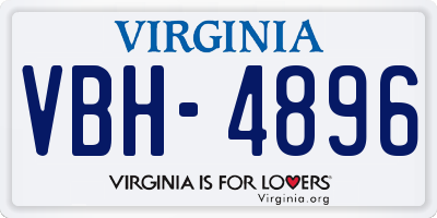 VA license plate VBH4896