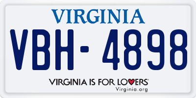 VA license plate VBH4898