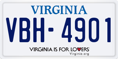 VA license plate VBH4901