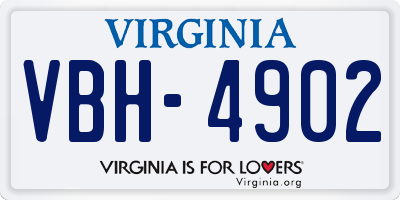 VA license plate VBH4902