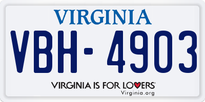 VA license plate VBH4903