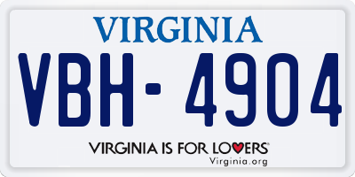VA license plate VBH4904