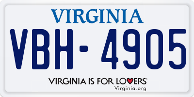 VA license plate VBH4905
