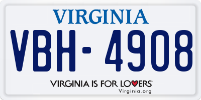 VA license plate VBH4908