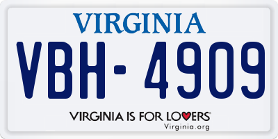 VA license plate VBH4909