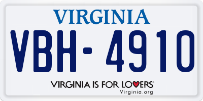 VA license plate VBH4910