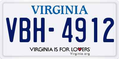 VA license plate VBH4912