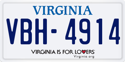 VA license plate VBH4914