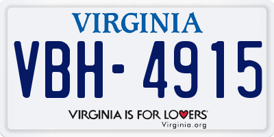 VA license plate VBH4915