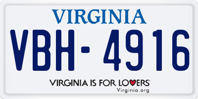 VA license plate VBH4916