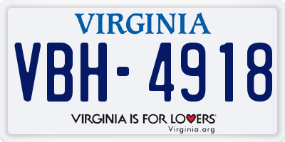 VA license plate VBH4918