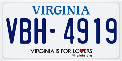 VA license plate VBH4919
