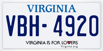 VA license plate VBH4920
