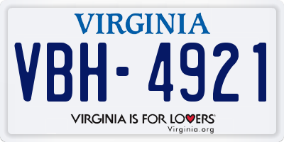 VA license plate VBH4921