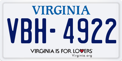 VA license plate VBH4922