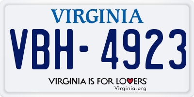 VA license plate VBH4923
