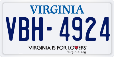 VA license plate VBH4924