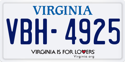 VA license plate VBH4925