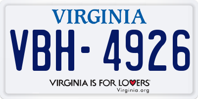 VA license plate VBH4926